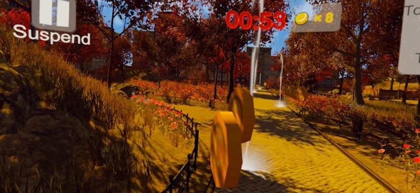 Изображение игры: VR health care (running exercise): VR walking and running along beautiful seabeach and sakura forests