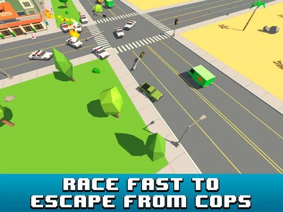 Изображение игры: Smashy Car Race 3D: Pixel Cop Chase