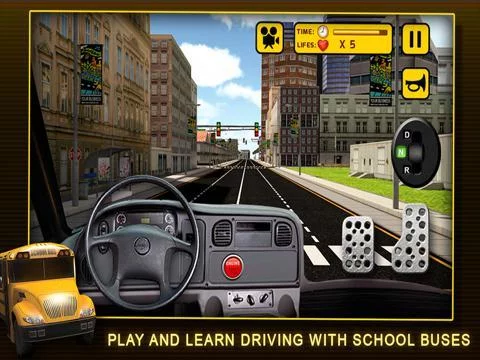 Изображение игры: School Bus Simulator 3D – Drive crazy in city & Take Parking duty challenges for kids fun