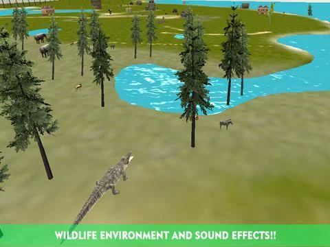 Изображение игры: Crocodile Attack Simulator 3D – steer the wild alligator and hunt down farm animals