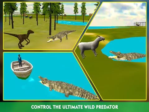 Изображение игры: Crocodile Attack Simulator 3D – steer the wild alligator and hunt down farm animals