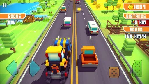 Изображение игры: Blocky Highway: Traffic Racing