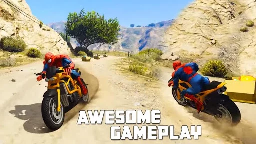 Изображение игры: Superhero Tricky bike race (kids games)