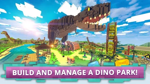 Изображение игры: Dino Theme Park Craft: Ride Dinosaur Rollercoaster