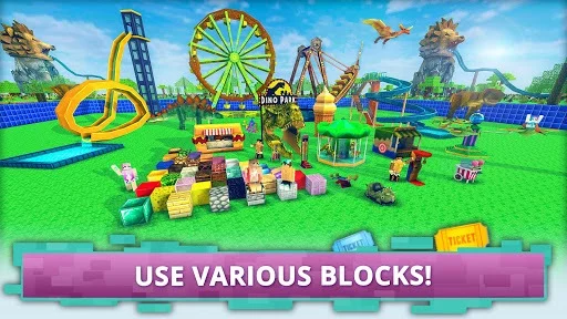 Изображение игры: Dino Theme Park Craft: Ride Dinosaur Rollercoaster