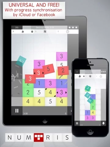Изображение игры: Numtris: best addicting logic number game with cool multiplayer split screen mode to play between two good friends. Including simple but challenging numeric puzzle mini games to improve your math skil