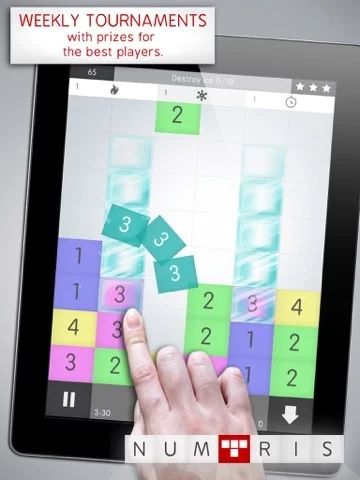 Изображение игры: Numtris: best addicting logic number game with cool multiplayer split screen mode to play between two good friends. Including simple but challenging numeric puzzle mini games to improve your math skil