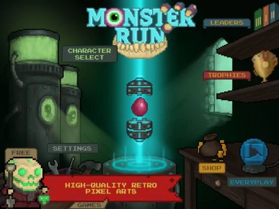 Изображение игры: Monster Run. Free pixel-art platformer