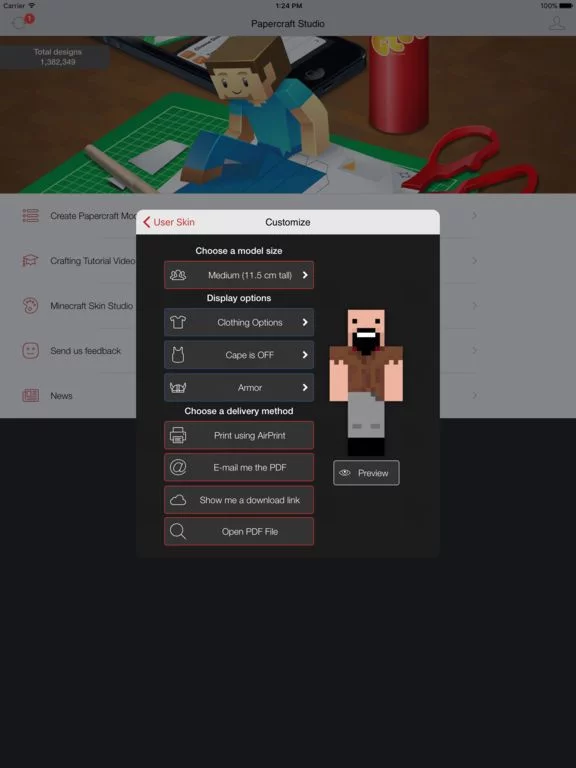 Изображение игры: Minecraft: Papercraft Studio