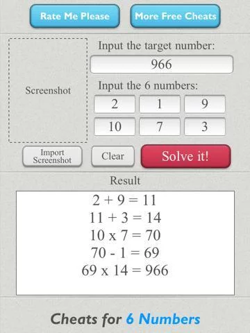 Изображение игры: Cheats for 6 Numbers