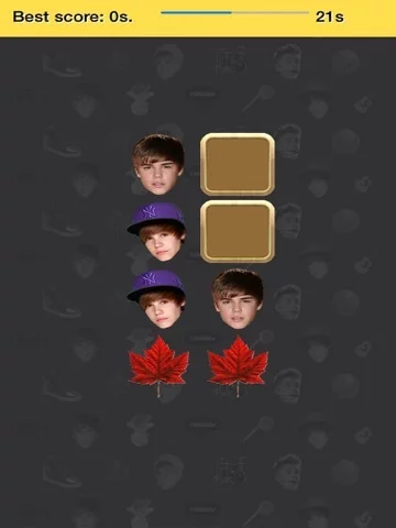 Изображение игры: Memory Match - Justin Bieber Edition!