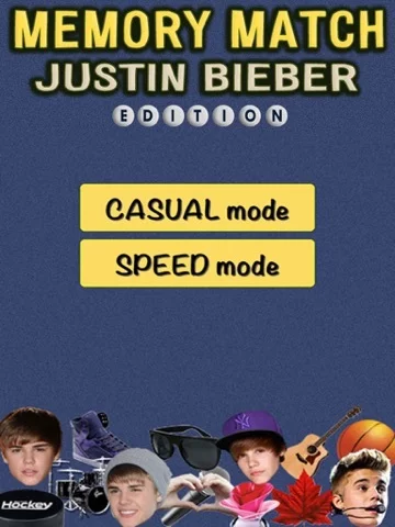 Изображение игры: Memory Match - Justin Bieber Edition!