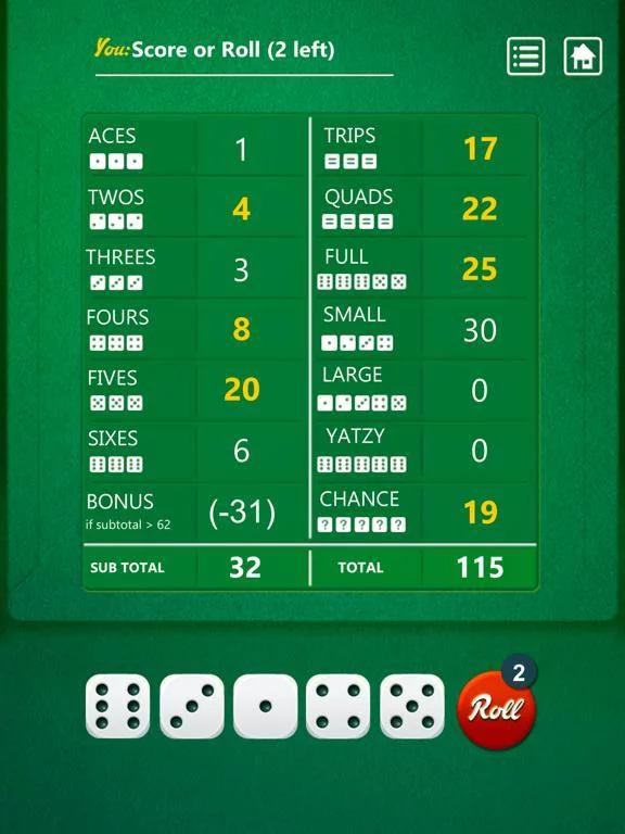 Изображение игры: Yatzy Dice Game