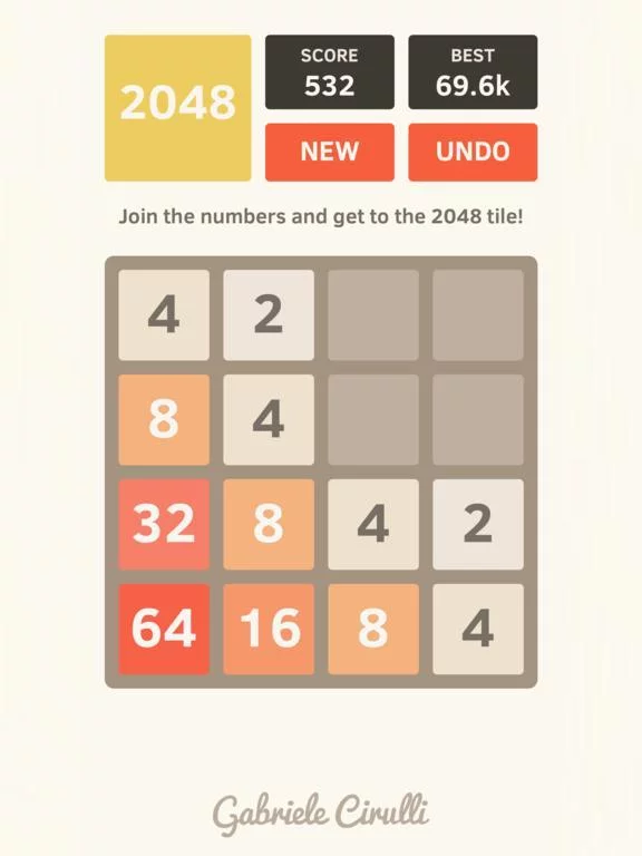 Изображение игры: 2048 by Gabriele Cirulli