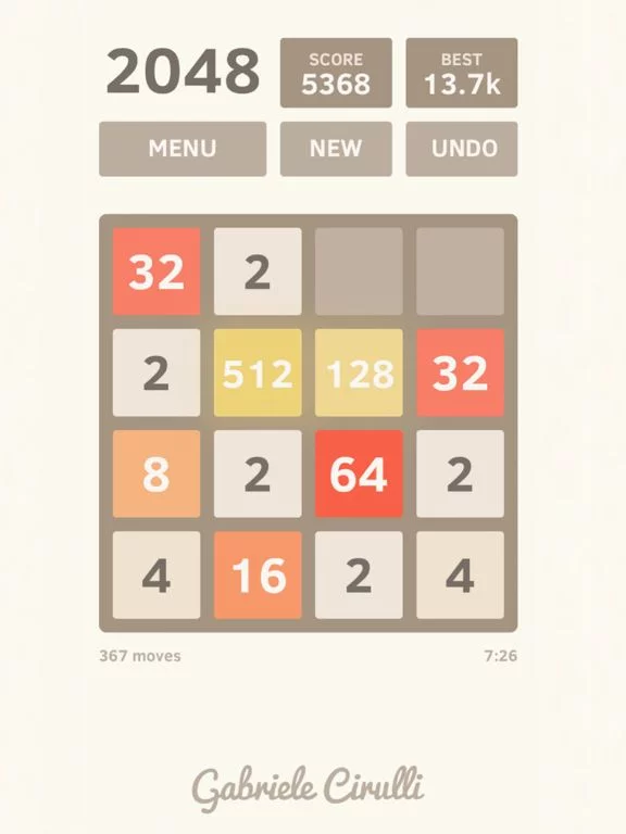 Изображение игры: 2048 by Gabriele Cirulli