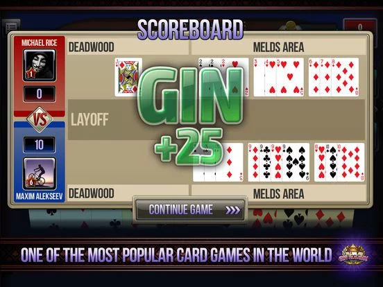 Изображение игры: Gin Rummy online card game