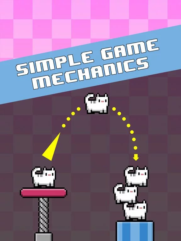 Изображение игры: Cat-A-Pult: Endless stacking of 8-bit kittens