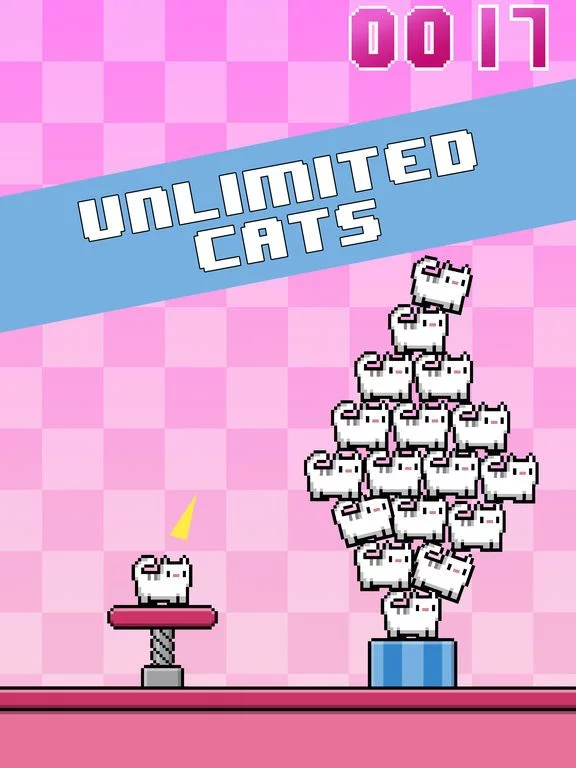 Изображение игры: Cat-A-Pult: Endless stacking of 8-bit kittens