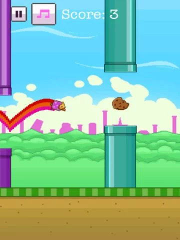 Изображение игры: Flying Rainbow Dog & Bird - Fun Free Easy Physics Tap Jump 8-Bit Pixel Adventure For Kids