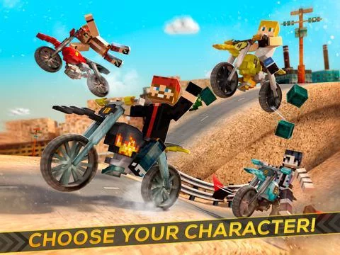 Изображение игры: Cubikes | Desert Dirt Bikes Racing & Crafting Game For Free