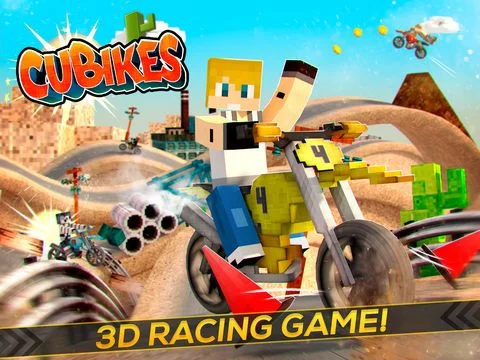 Изображение игры: Cubikes | Desert Dirt Bikes Racing & Crafting Game For Free