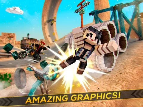 Изображение игры: Cubikes | Desert Dirt Bikes Racing & Crafting Game For Free