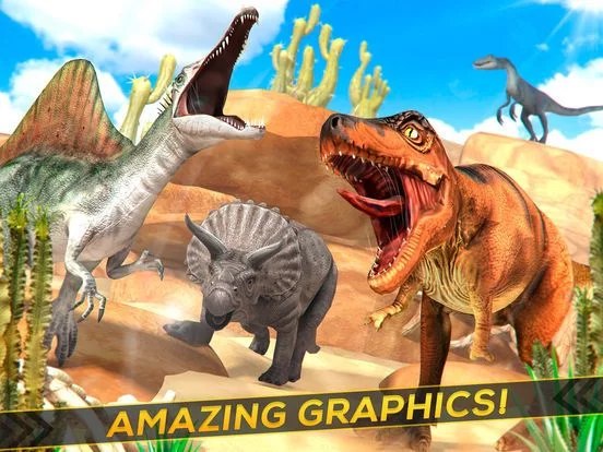 Изображение игры: Dinos Aurous . Dinosaur Simulator Racing Fun Game