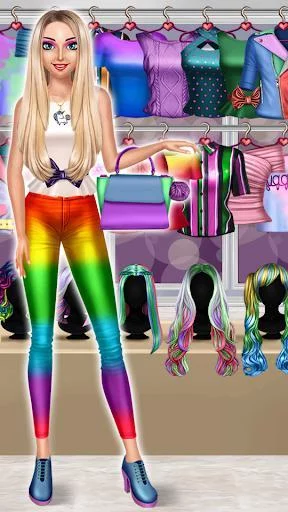Изображение игры: Rainbow Girls Dress Up