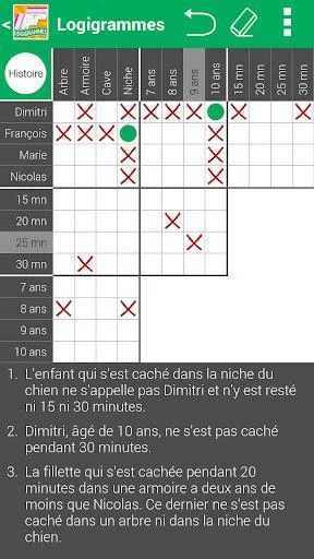 Изображение игры: Logic Grid Puzzles in French
