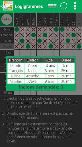 Изображение игры: Logic Grid Puzzles in French