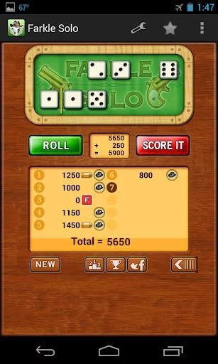 Изображение игры: Farkle Solo Solitaire - Free