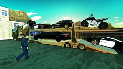 Изображение игры: US Police Limousine Car & Bike Transporter