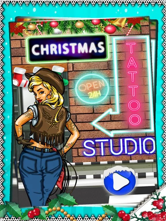 Изображение игры: Santa Tattoo Designer Girl - Design & Artist Game