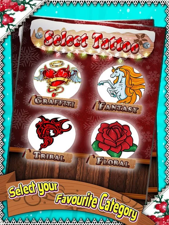 Изображение игры: Santa Tattoo Designer Girl - Design & Artist Game