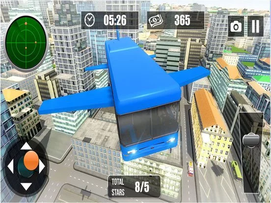 Изображение игры: Flying Bus City Stunts Simulator - Collect stars by performing stunts in 3D modern city