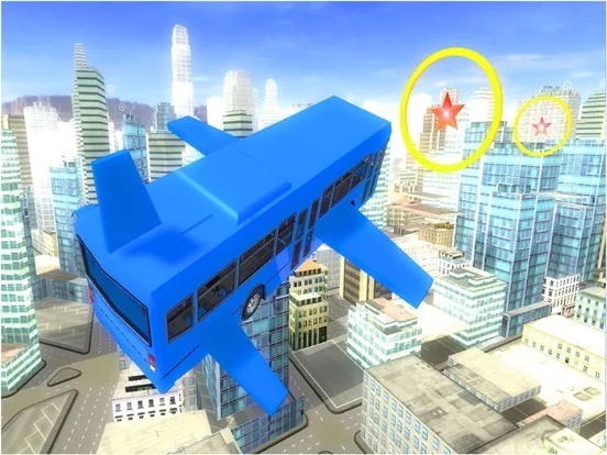 Изображение игры: Flying Bus City Stunts Simulator - Collect stars by performing stunts in 3D modern city