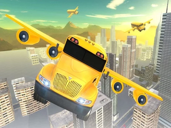 Изображение игры: Flying School bus simulator 3D free - school kids