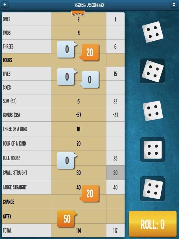 Изображение игры: Yatzy Online