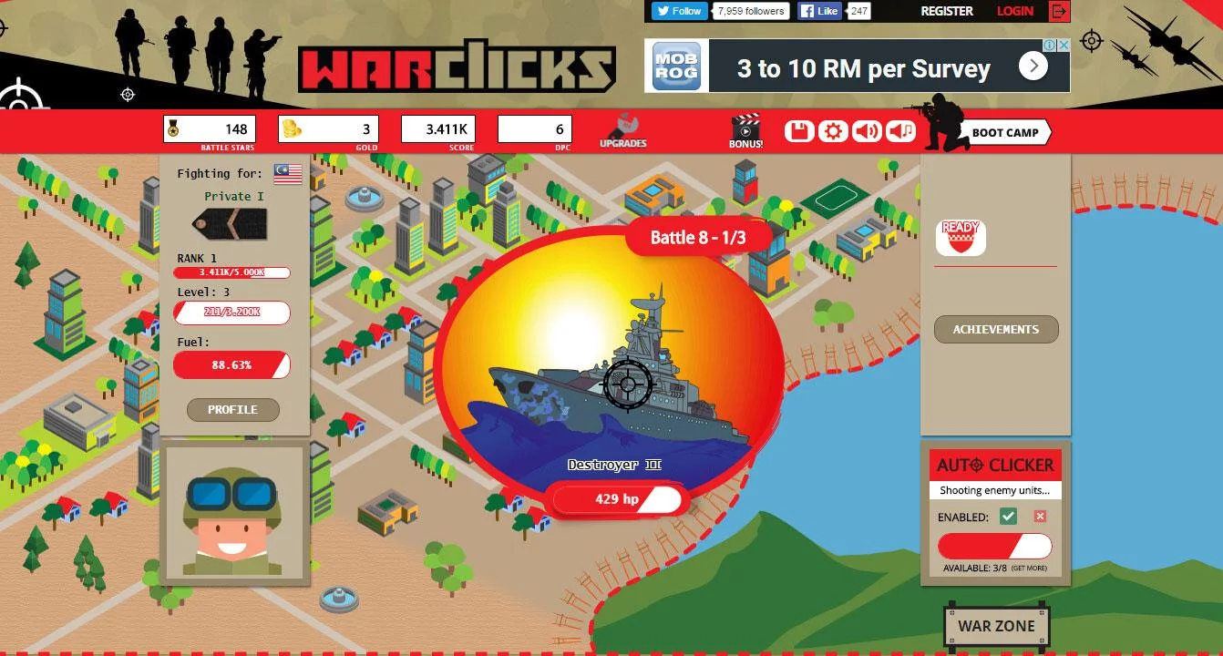 Изображение игры: War Clicks