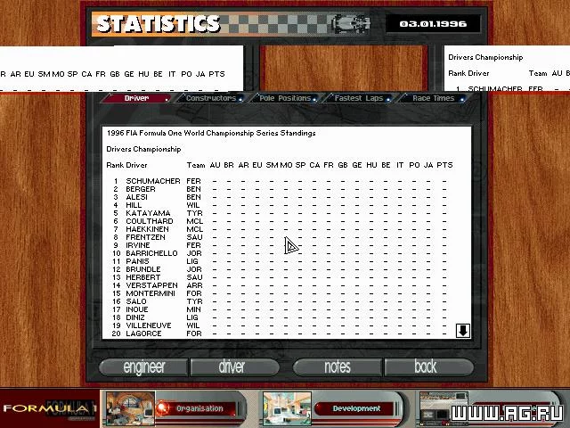 Изображение игры: Formula 1 Manager