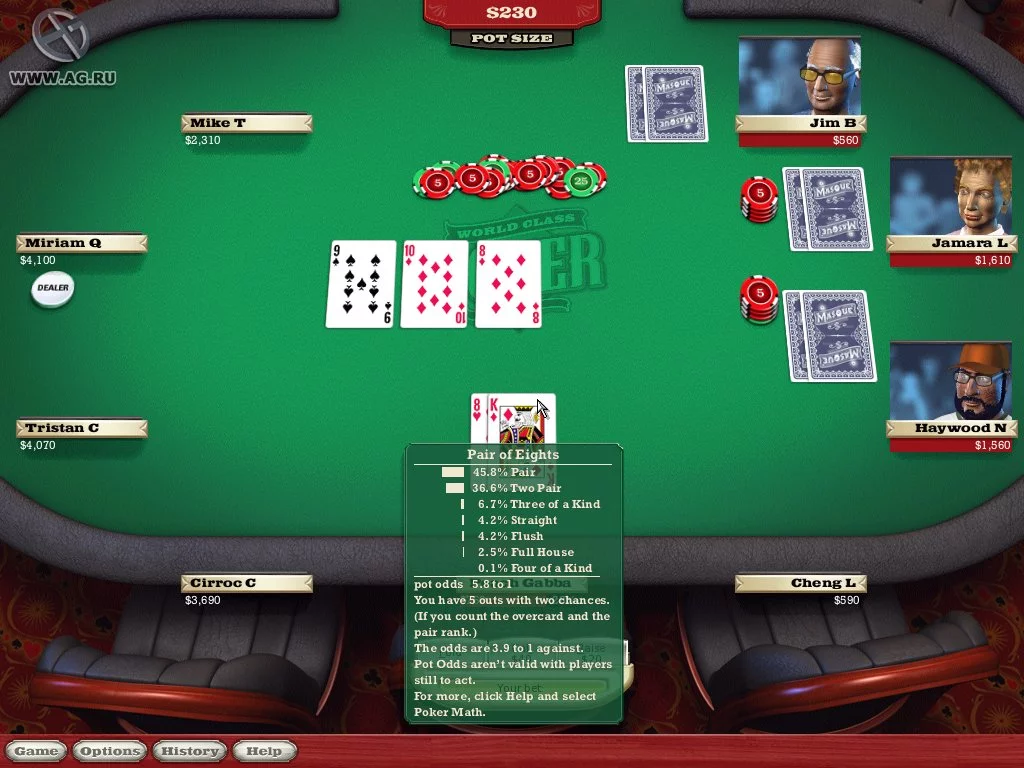 Изображение игры: World Class Poker with T.J. Cloutier