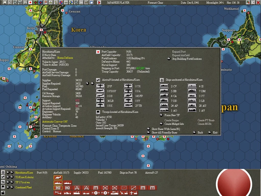 Изображение игры: War in the Pacific: Admiral's Edition