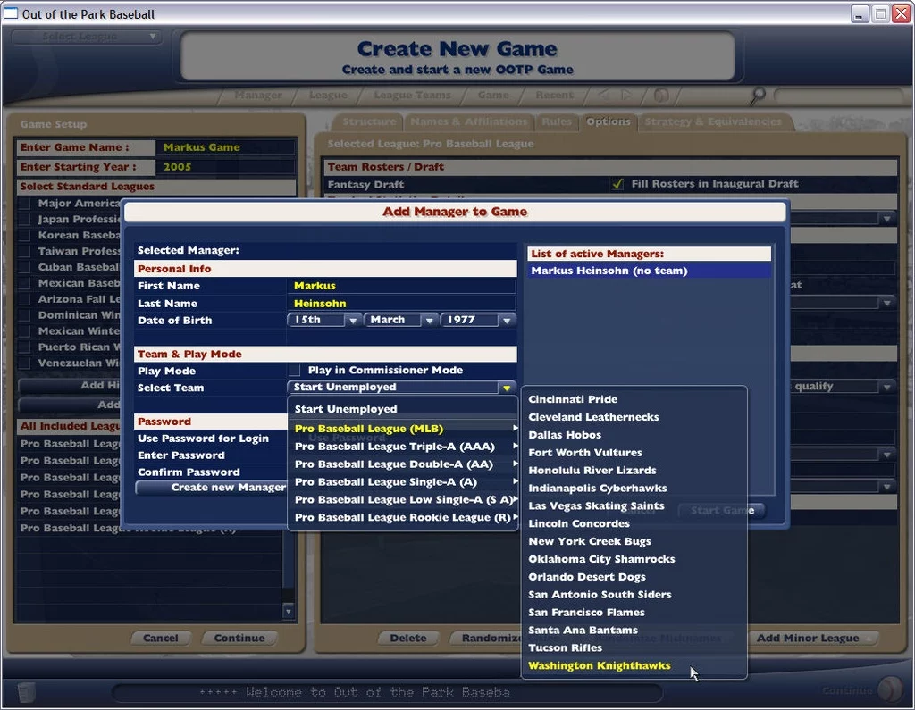 Изображение игры: Out of the Park Baseball 2006