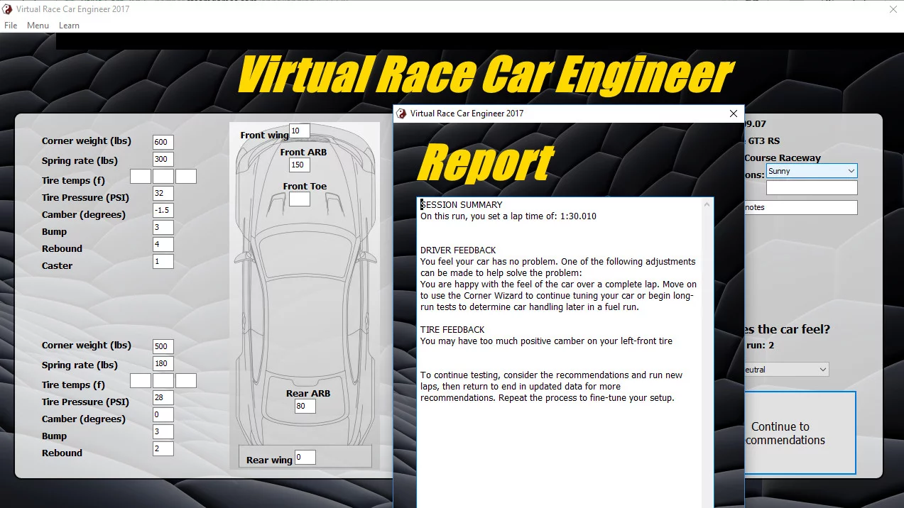 Изображение игры: Virtual Race Car Engineer 2017