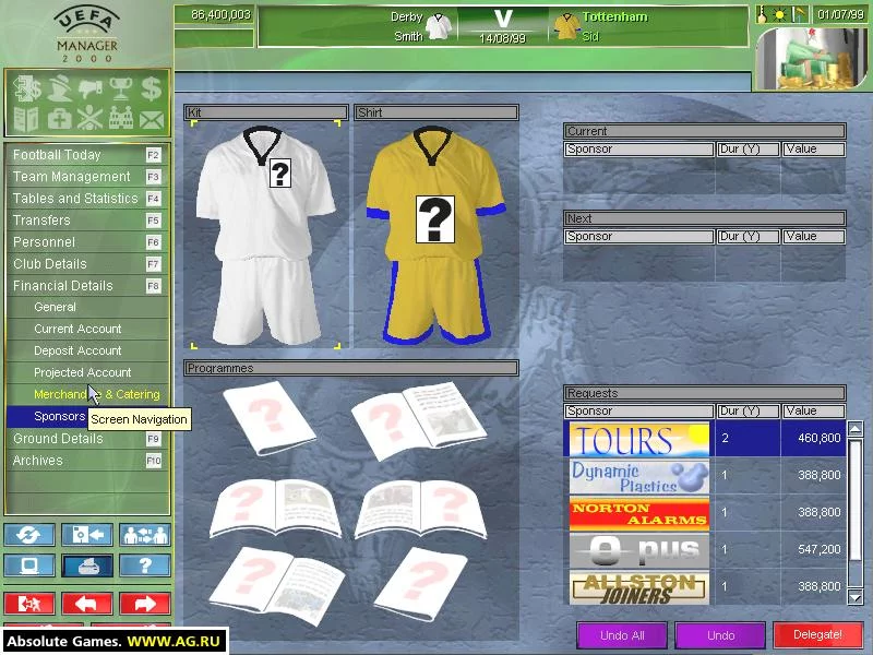 Изображение игры: UEFA Manager 2000