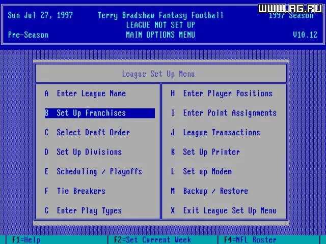 Изображение игры: Terry Bradshaw Fantasy Football