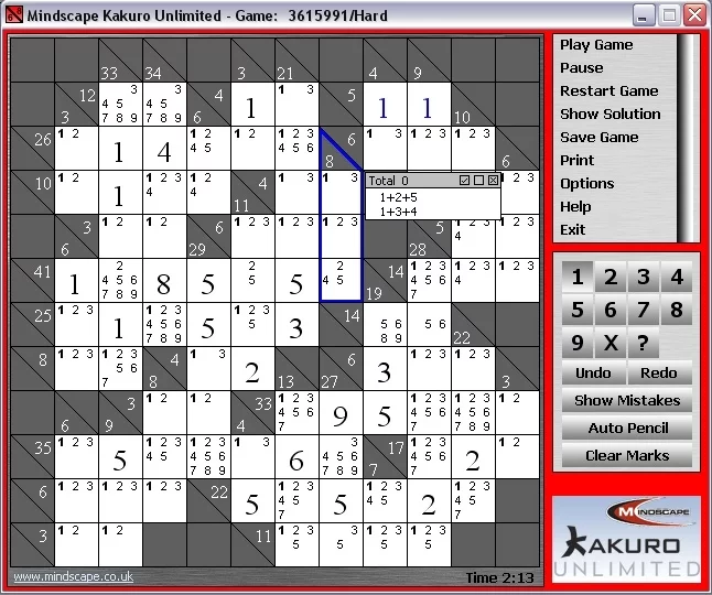 Изображение игры: Mindscape Kakuro