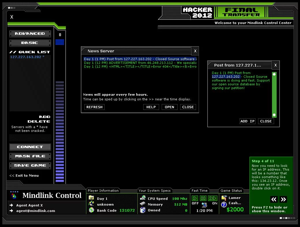 Изображение игры: Mindlink Hacker 2012: Final Transfer