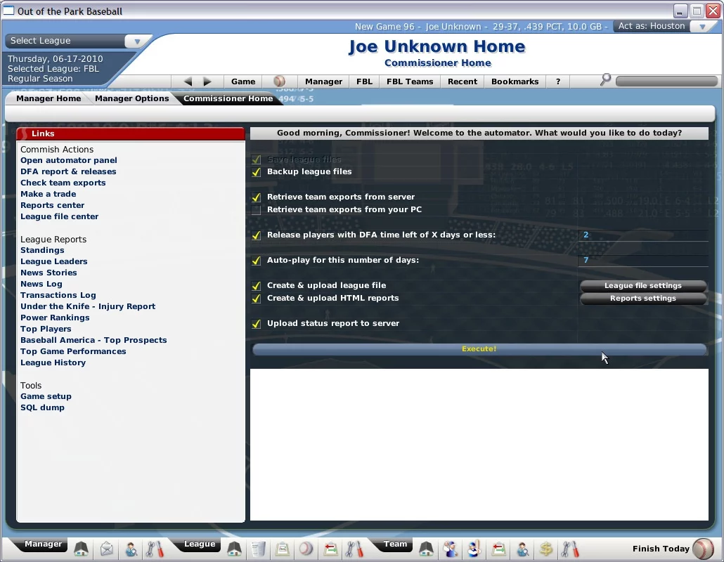 Изображение игры: Out of the Park Baseball 2007