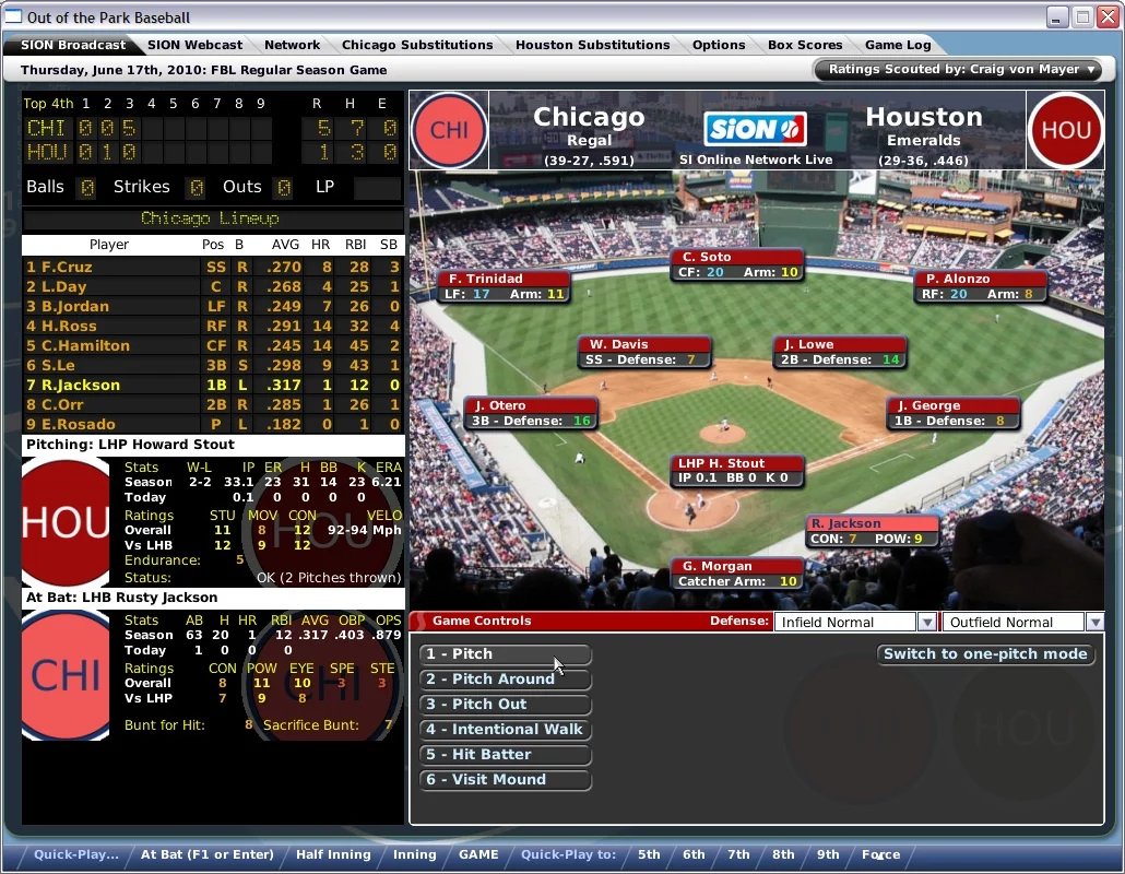 Изображение игры: Out of the Park Baseball 2007